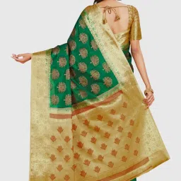 Mimosa Green Woven Sarees With Blouse image 2