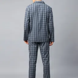 English Navy Blue Cotton Relaxed Fit Checks Sleepwear Pack of 2 image 2