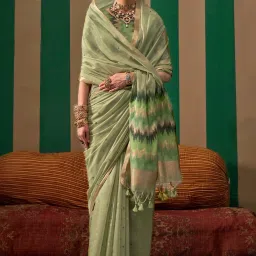 Elora Green Silk Woven Saree With Unstitched Blouse image 2