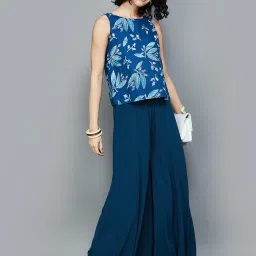 Colour Me by Melange Blue Regular Fit Palazzos image 5