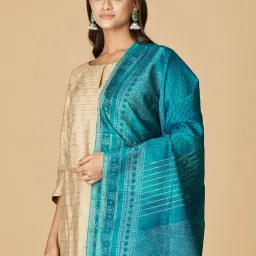 Fabindia Teal Blue Printed Dupatta image 2