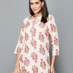 Melange by Lifestyle Peach Floral Print Straight Kurta image 5
