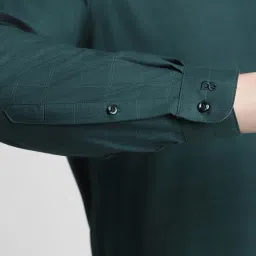 Peter England Dark Teal Slim Fit Checks Shirt image 5