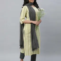 Aurelia Yellow Striped Straight Kurta image 5