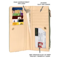 Lavie Safain Green Solid Bi-Fold Wallet for Women image 5