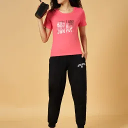 Ajile by Pantaloons Pink Cotton Graphic Print Sports T-Shirt image 5
