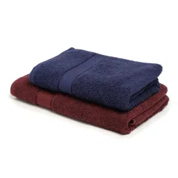 Creeva Wine & Navy 525 GSM Cotton Bath Towel Set of 2 image 3