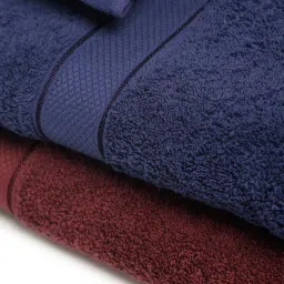 Creeva Wine & Navy 525 GSM Cotton Bath Towel Set of 2 image 4
