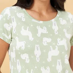 Dreamz by Pantaloons Green Cotton Graphic Print Sleep Tee image 5