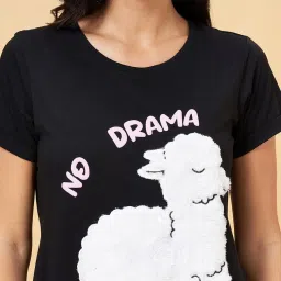 Dreamz by Pantaloons Black Cotton Graphic Print Sleep Tee image 5