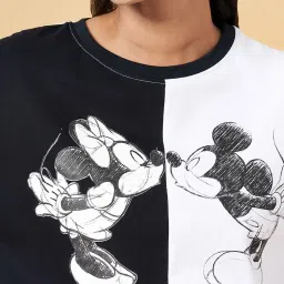 Honey by Pantaloons Black & White Cotton Graphic Print Top image 5