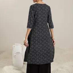Libas Black Printed Straight Kurta image 2