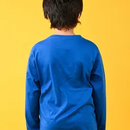 Anthrilo Boys Royal Blue Printed Full Sleeves T-Shirt image 2