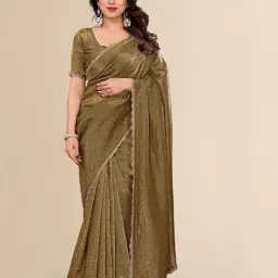 FABMORA Olive Solid Saree with Unstitched Blouse-picture-24