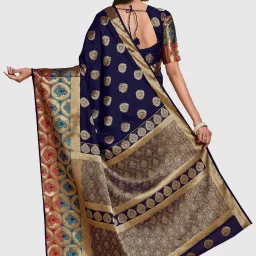 Mimosa Navy Woven Sarees With Blouse image 2