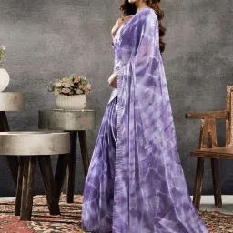 Satrani Purple Tie-Dye Saree With Unstitched Blouse image 2