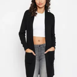 MADAME Black Cotton Longline Shrug-image-11