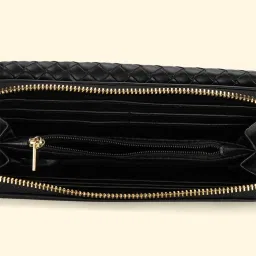 Forever Glam by Pantaloons Black Woven Medium Zip Around Wallet for Women image 5