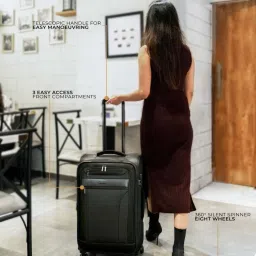 Nasher Miles Berlin Expander Soft-Sided Polyester  Set of 2 Black Trolley Bags (55 & 65 cm) image 5