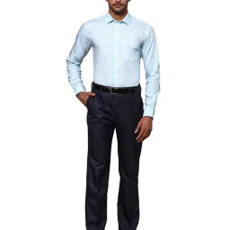 Park Avenue Aqua & White Slim Fit Check Shirt image 5