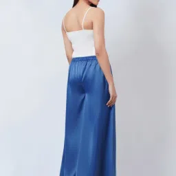 First Resort By Ramola Bachchan Azure Blue Wide Leg Pants With Lace image 5