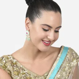 Zaveri Pearls Multicolor Stones & Beads Meenakari Drop Earrings-ZPFK15386 image 5