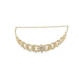 Zaveri Pearls Gold Tone Kundan & Pearls Studded Crescent Ethnic Head Chain-ZPFK13111 image 5