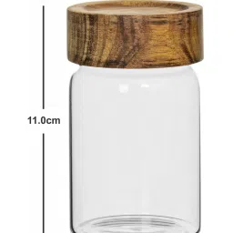 Goodhomes Clear Glass Storage Jar with Wooden Lid - Set of 4 (250 ml) image 5
