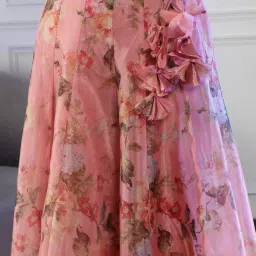 NEUDIS Peach Floral Print Maxi Lehenga Skirt image 5