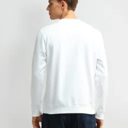 Arrow Sport White Cotton Regular Fit Striped Sweatshirt image 2