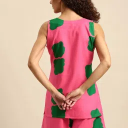 Mabish By Sonal Jain Pink & Green Printed Top Short Set image 2