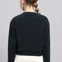 Monte Carlo Green Polyester Blend Printed Full Sleeve Sweatshirt image 2