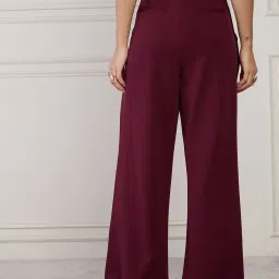 Magre Maroon  Flex Fit Solid Pants image 2