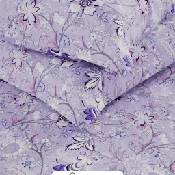 KOPA Envogue Lavender Microfibre Floral 152 TC Double Flat Bedsheet with 2 Pillow Covers image 5