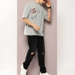 Kook N Keech Marvel Men Deadpool Printed Oversized Drop-Shoulder Sleeves T-shirt image 4