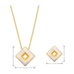Joyalukkas 18k Gold Style-square Glowing Milk Color Pendant & Earrings Set image 5