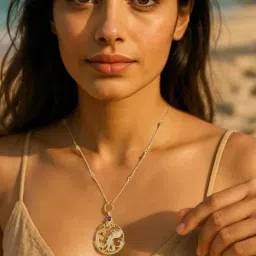 Jaypore Gold Lobster Claw Aquarius Pendant-picture-33