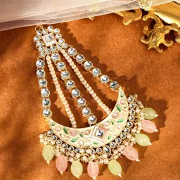 Priyaasi Gold-Plated Kundan Stone-Studded Chandbali Head Jewellery-picture-17