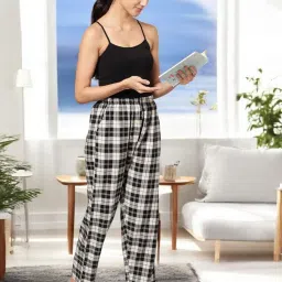 Kryptic Black & Off White Cotton Relaxed Fit Printed Lounge Pants - Pack of 2 image 5