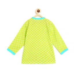Campana Kids Green & Blue Cotton Printed Kurta Set image 2
