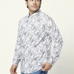 YU by Pantaloons Black & White Cotton Slim Fit Printed Shirt image 3