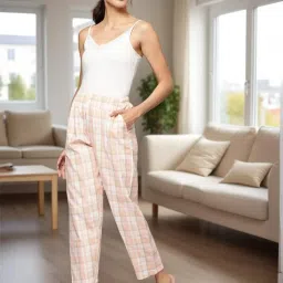 Kryptic Pink & White Cotton Relaxed Fit Printed Lounge Pants - Pack of 2 image 5