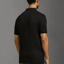 Louis Philippe Black Cotton Regular Fit Polo T-Shirt image 2