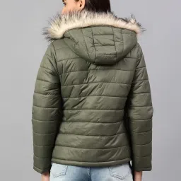 Cantabil Olive Wool Regular Fit Puffer Jacket image 2