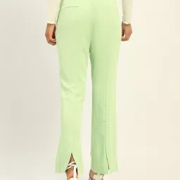 Madame Green Polyester Straight Fit Solid Trouser image 2
