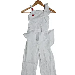 Peppermint Kids White Cut Work Jumpsuit image 1
