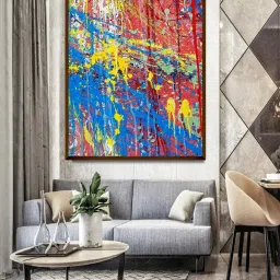 The Art House Abstract Multicolor Canvas Painting image 1