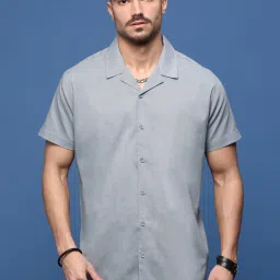 showoffff Showoff Grey Cotton Relaxed Fit Shirt image 2