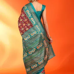 Saree Mall Maroon Printed Sarees With Unstitched Blouse image 2