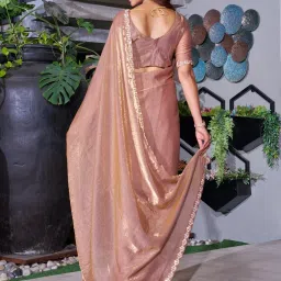 Saree Mall Brown Embellished Sarees With Unstitched Blouse image 2